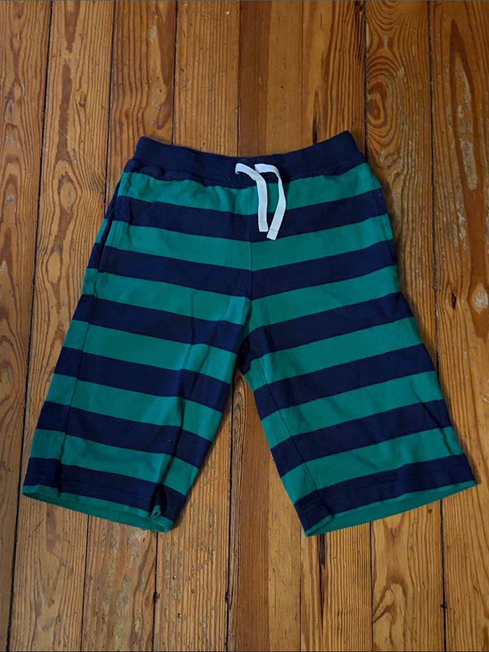 Hanna Andersson Navy & Green Striped Shorts